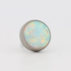 18g cabochon bezel set 2mm synthetic white opal