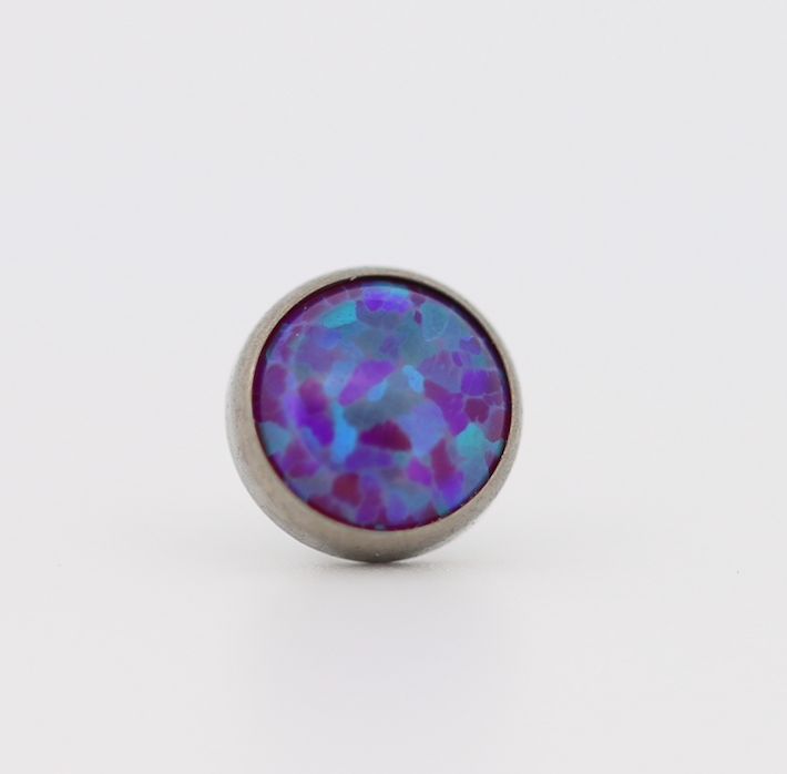 18g cabochon bezel set 2.5mm synthetic purple opal