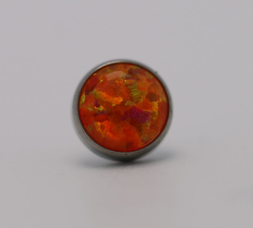 18g cabochon bezel set 2.5mm synthetic orange opal