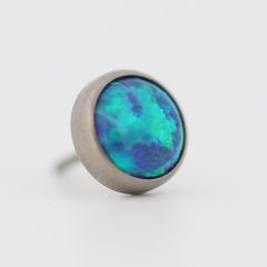 18g cabochon bezel set 4mm synthetic peacock opal