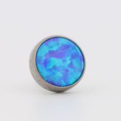 18g cabochon bezel set 4mm synthetic capri blue opal