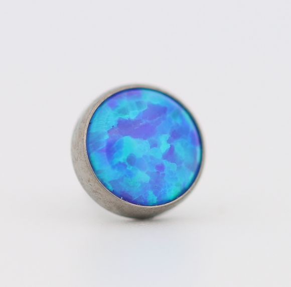 18g cabochon bezel set 2.5mm synthetic capri blue opal