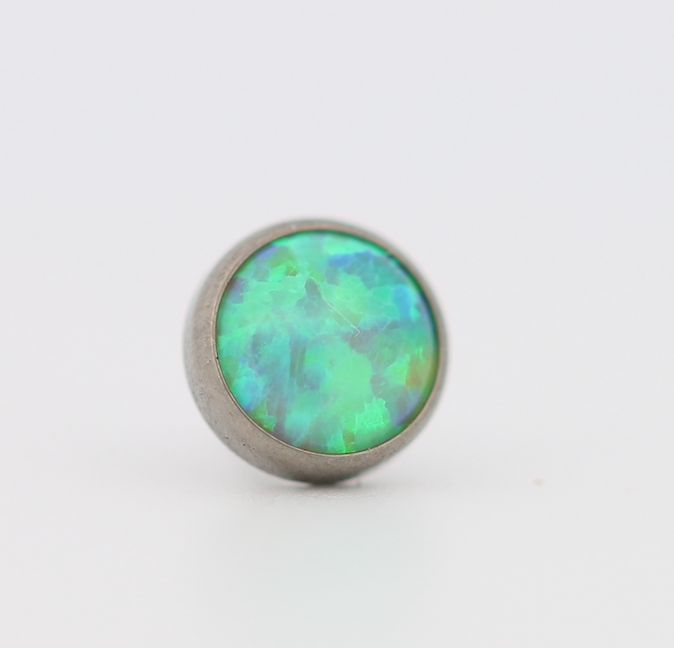 18g cabochon bezel set 2.5mm synthetic lime opal