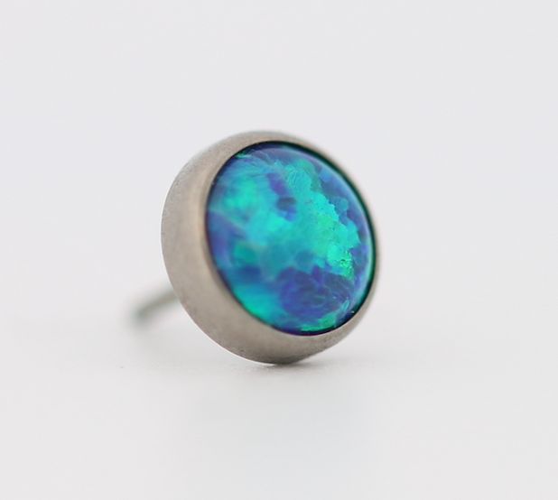 18g cabochon bezel set 2.5mm synthetic peacock opal