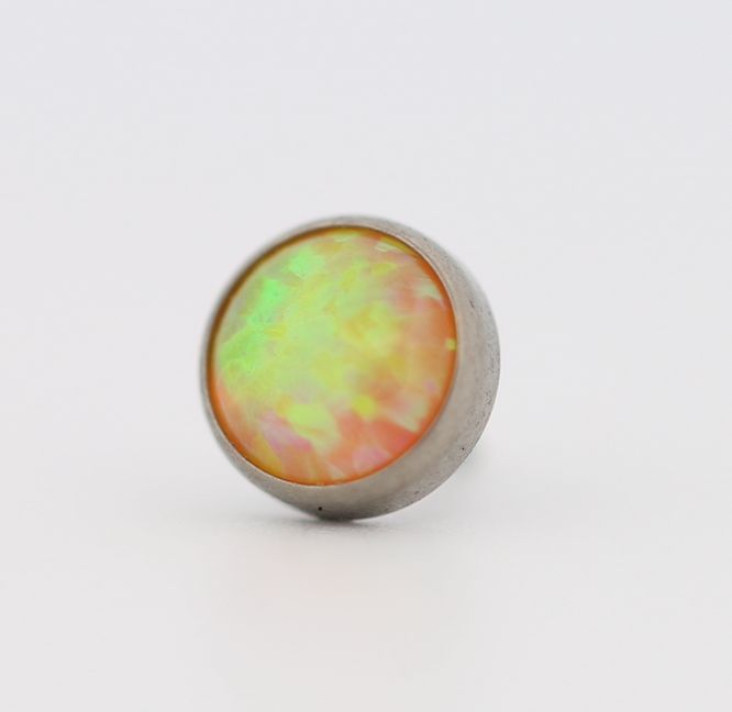18g cabochon bezel set 2.5mm synthetic yellow opal