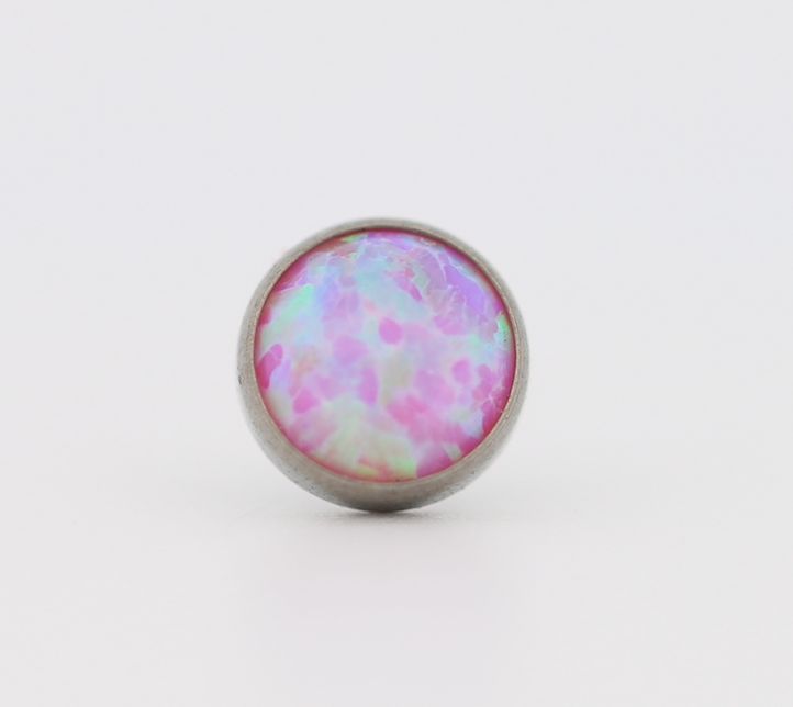18g cabochon bezel set 2.5mm synthetic pink opal