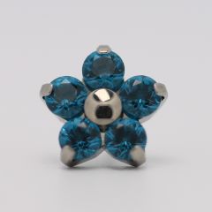 18g prong set threadless end flower 5x2mm London blue ceramic