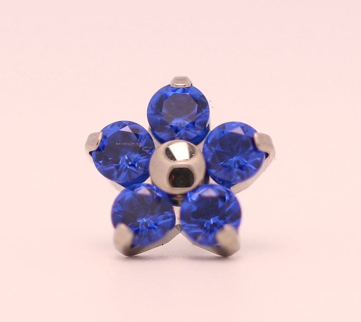 18g prong set threadless end flower 5x1.5mm sapphire