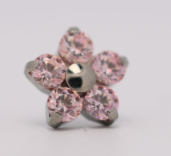 18g prong set threadless end flower 5x1.5mm morganite