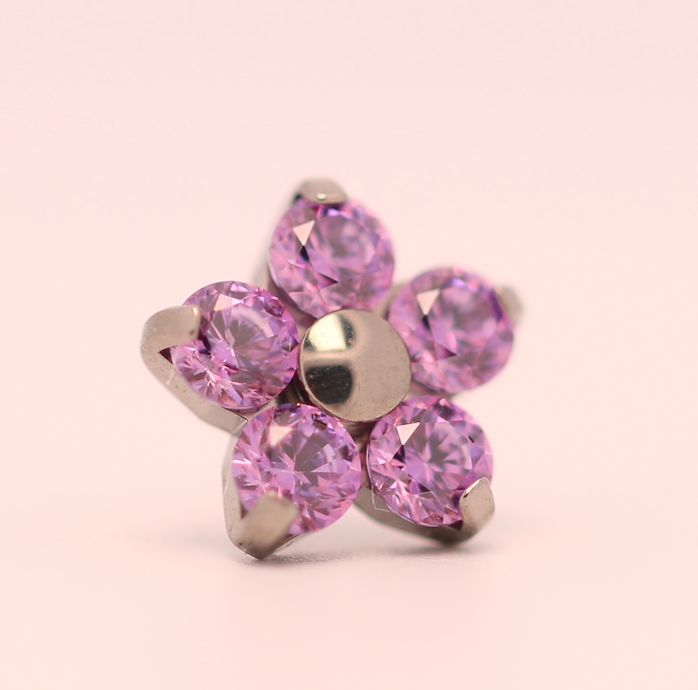 18g prong set threadless end flower 5x1.5mm fancy purple