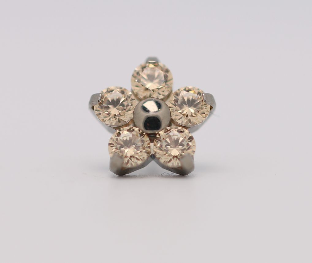 18g prong set threadless end flower 5x1.5mm champagne