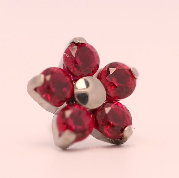 18g prong set threadless end flower 5x1.5mm ruby
