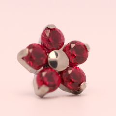18g prong set threadless end flower 5x2mm ruby