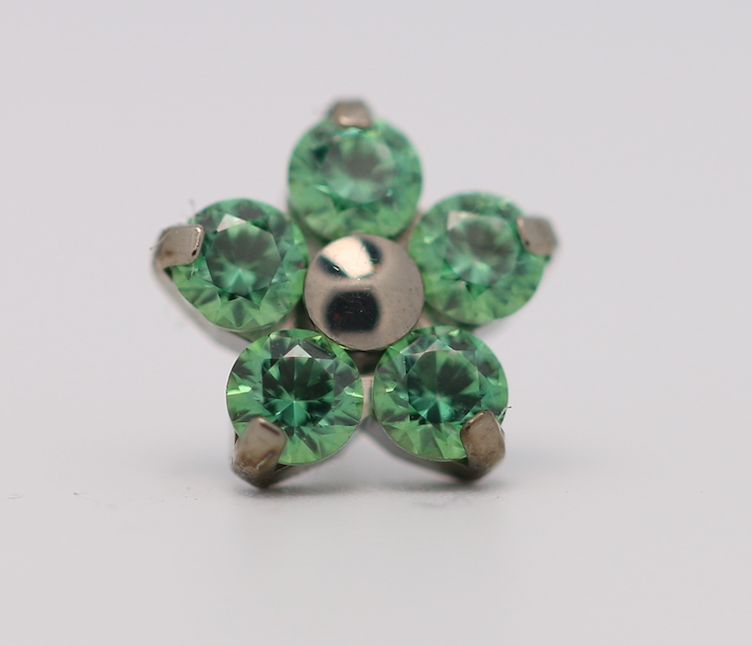 18g prong set threadless end flower 5x1.5mm green