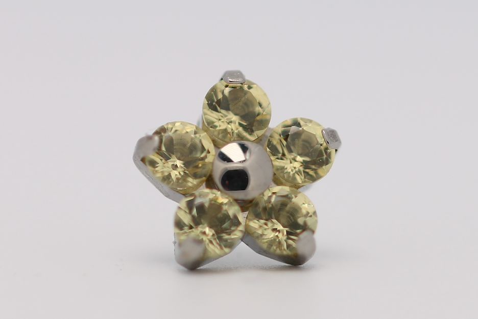 18g prong set threadless end flower 5x1.5mm yellow