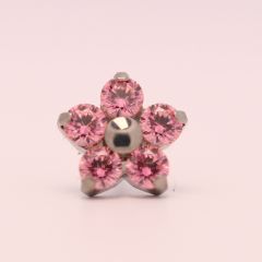 18g prong set threadless end flower 5x2mm pink
