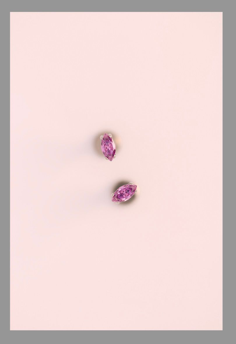 18g prong set threadless faceted marquise with (1) 4mmx2mm gem end Fancy Purple CZ