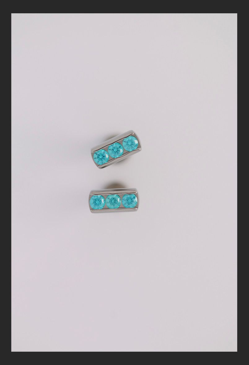18g channel set threadless faceted gem end with (3) 2mm gems-Mint Green CZ
