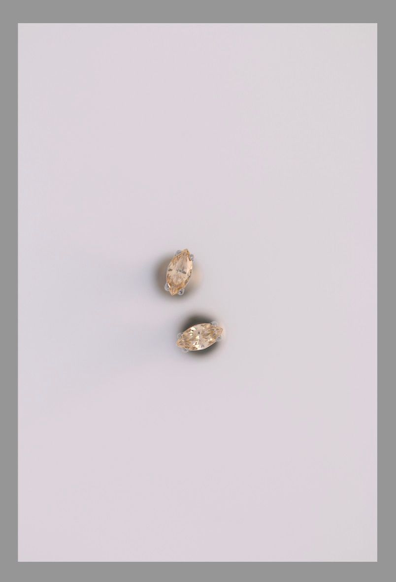 18g prong set threadless faceted marquise with (1) 4mmx2mm gem end Fancy Champagne CZ