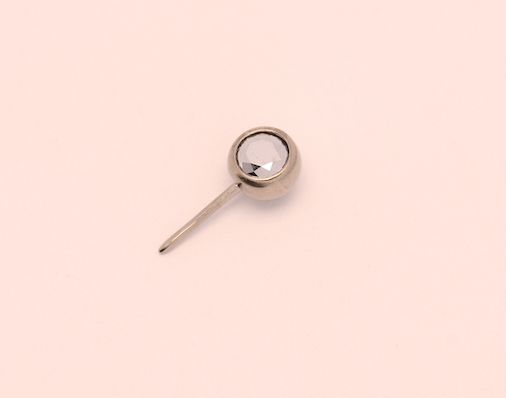 16g side gem ball 2.5mm light chrome cz