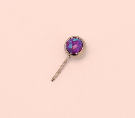 16g side gem ball 2.5mm purple opal cabochon