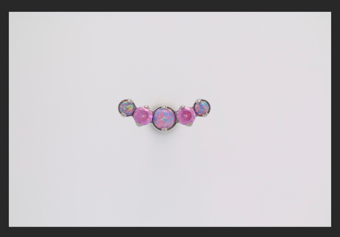 18g prong set threaded Odyssey Prium gem end-MIXED-Light Lavender Opal/Fancy Purple CZ/Light Lavender Opal/Fancy Purple CZ/Light Lavender Opal