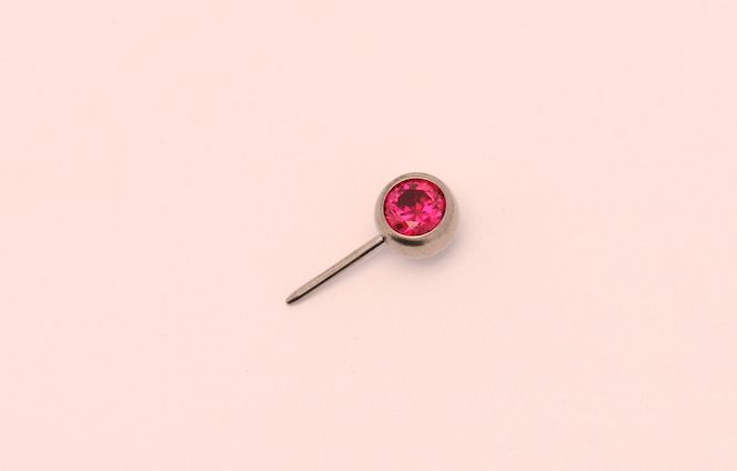 16g side gem ball 2.5mm ruby cz