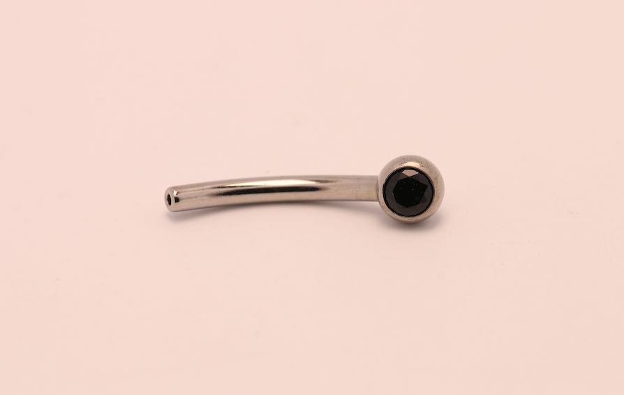 16g 3/8 side gem curved barbell shaft black ceramic