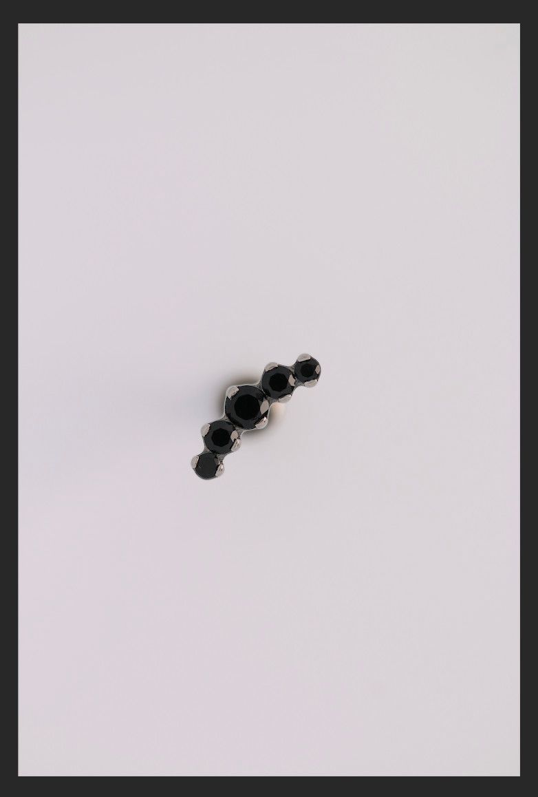 18g prong set threadless Odyssey Prium #2 gem end Black Ceramic