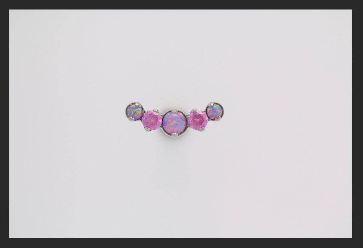 18g prong set threaded Odyssey Prium gem end-MIXED-Bubblegum Pink Opal/Pink CZ/Bubblegum Pink Opal/Pink CZ/Bubblegum Pink Opal