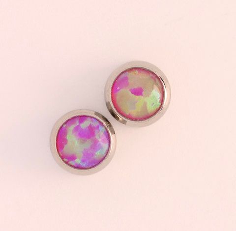 bezel set cabochon captive gem 3mm magenta opal