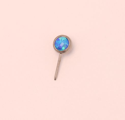 16g side gem ball 2.5mm capri blue opal cabochon