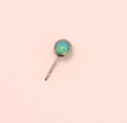 16g side gem ball 2.5mm lime opal cabochon