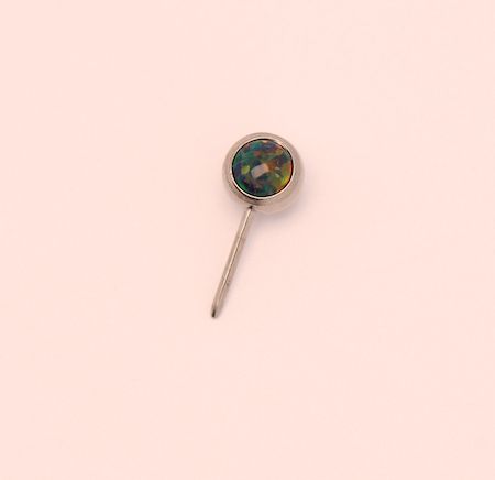 16g side gem ball 2.5mm black opal cabochon