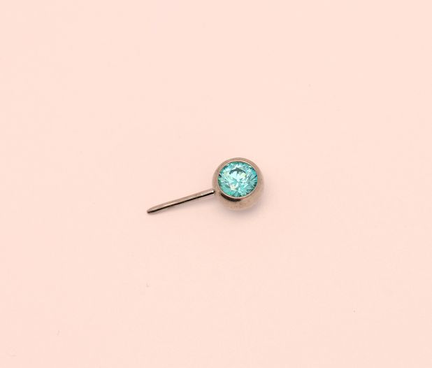 16g side gem ball 2.5mm mint green cz