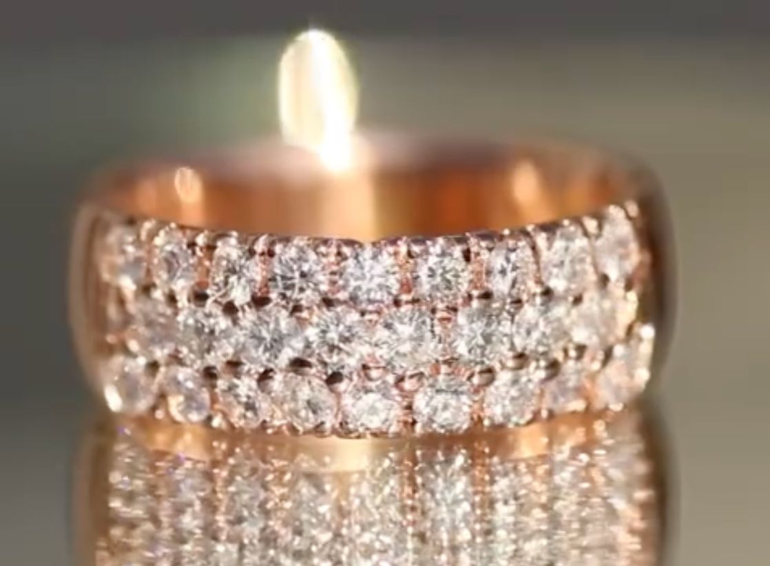 14k Rose Gold Pavé ring, 1.42 carats