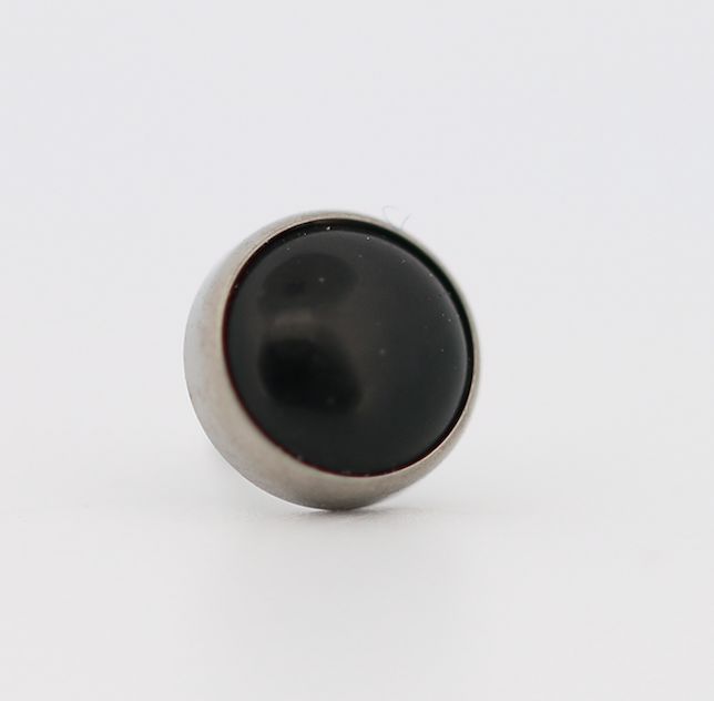 18g cabochon bezel set 2.5mm synthetic black onyx