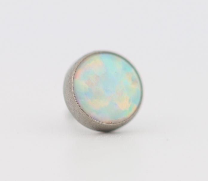 18g cabochon bezel set 2.5mm synthetic white opal