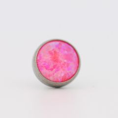 18g cabochon bezel set 4mm synthetic hot pink opal