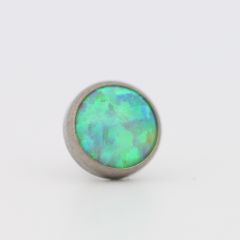 18g cabochon bezel set 4mm synthetic lime opal