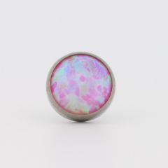 18g cabochon bezel set 4mm synthetic pink opal