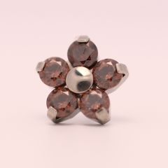 18g prong set threadless end flower 5x1.5mm chocolate brown