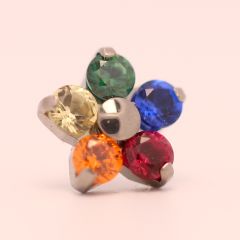 18g prong set threadless end flower 5x2mm rainbow
