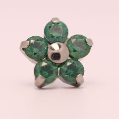18g prong set threadless end flower 5x2mm emerald