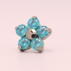 18g prong set threadless end flower 5x2mm mint green