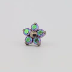 18g prong set threadless end flower 5x2mm aurora borealis