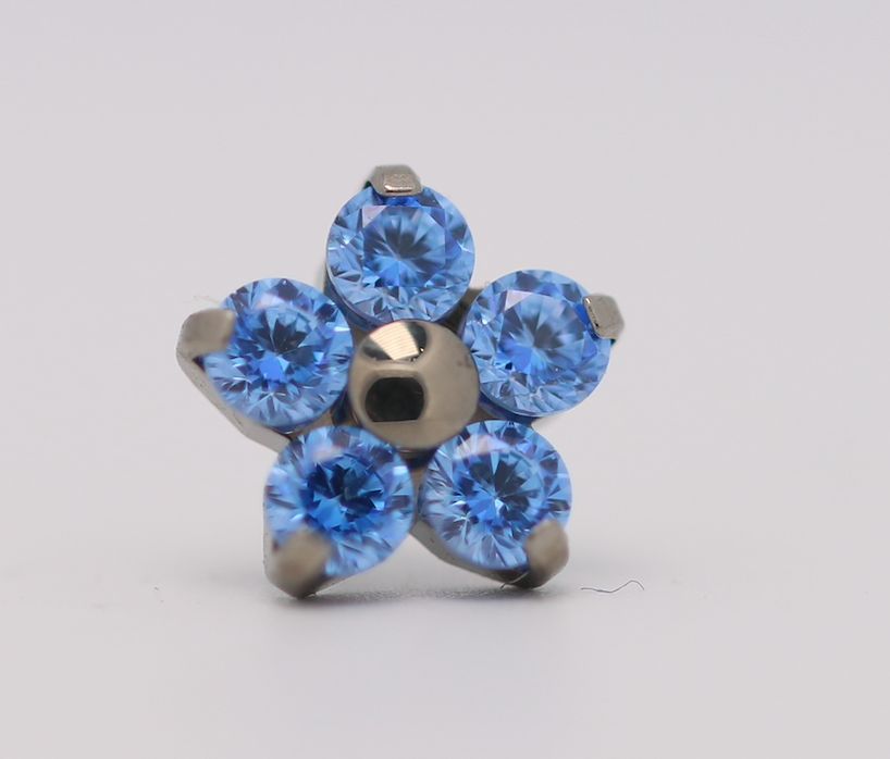 18g prong set threadless end flower 5x1.5mm arctic blue