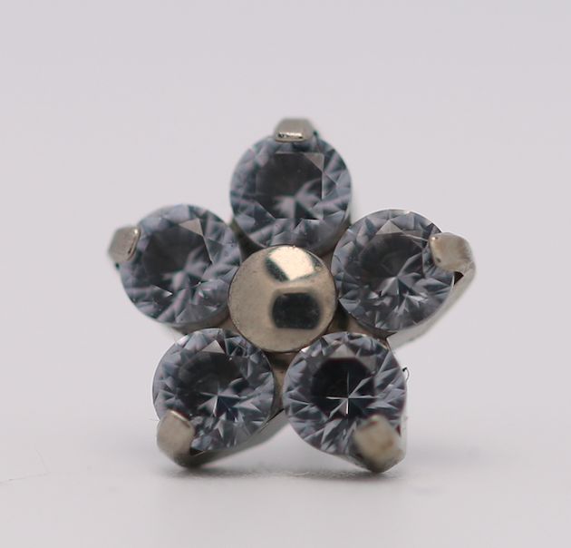 18g prong set threadless end flower 5x1.5mm ocean gray