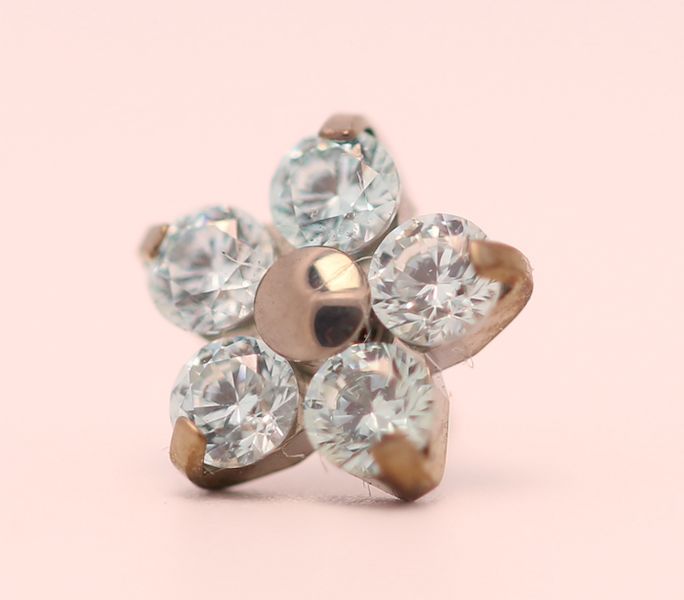 18g prong set threadless end flower 5x2mm frosty mint