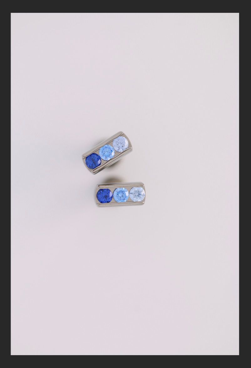 18g channel set threadless faceted gem end with (3) 2mm gems-MIXED-Sapphire Blue Ceramic CZ/Arctic Blue CZ/Greyish Blue CZ